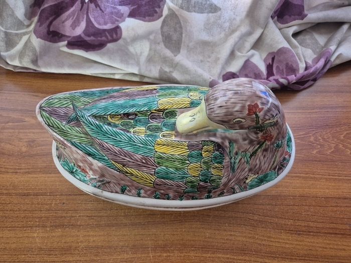 Antique Chinese Tureen Famille Verte Porcelain Duck