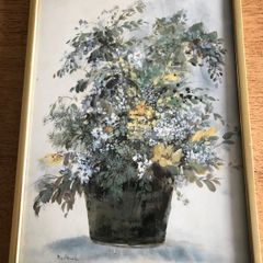 Metal framed print of Pot of Flowers
