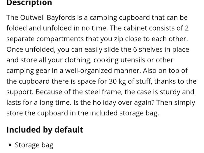 Outwell Camping Cupboard