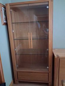 Oak Cabinet with Glass Doors
