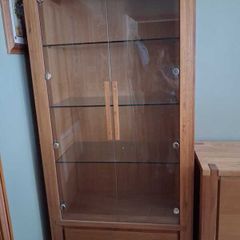Oak Cabinet with Glass Doors