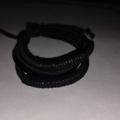 Handmade Black Bracelet Natural Leather from Nepal