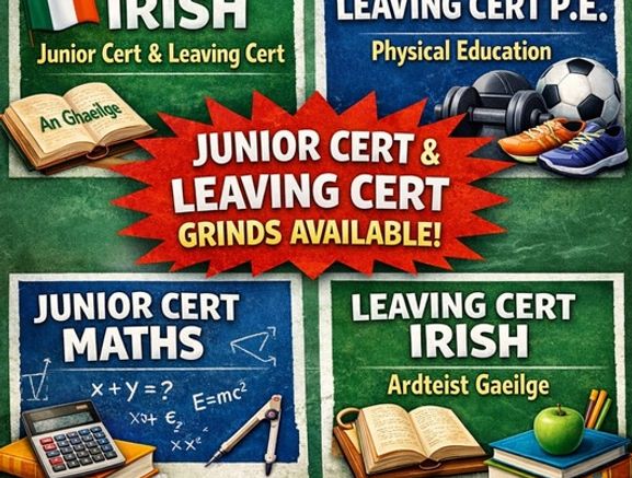 Junior Cert Maths, Junior and Leaving Cert Irish and Leaving Cert PE Grinds