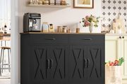 Sideboard, 120 cm Wide Kitchen Cabinet with Worktops, Kitchen Buffet Storage Cabinet with 2 Drawers and 4 Doors, Living Room, Kitchen, Hallway, Black &amp; Brown