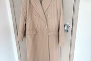 New Topshop double breasted wool mix coat in oatmeal with a white stripe