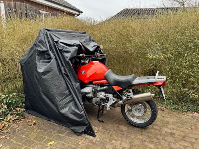 Outdoor Motorcycle Shelter Tent with Oxford Fabric Cover, 2 Windows