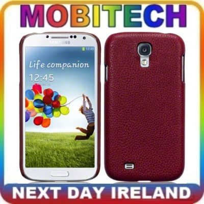 New Samsung I9500 Galazy S4 Covert Pu Leather Back Case Cover Leopard Print / Red Textured Design