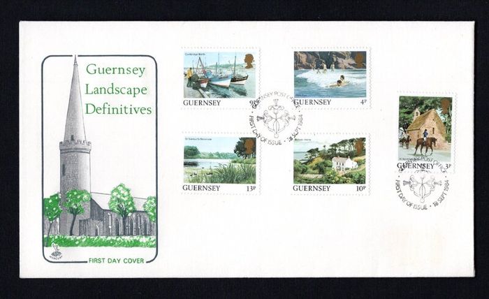 1984 Guernsey Landscapes Definitive Series (3p, 4p, 9p, 10p & 13p) First Day Cover (FDC)
