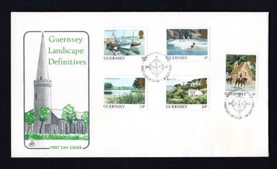 1984 Guernsey Landscapes Definitive Series (3p, 4p, 9p, 10p & 13p) First Day Cover (FDC)