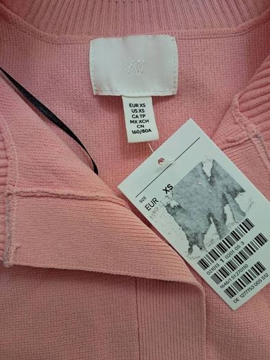 H&M baby-pink fine knit cardigan NWT