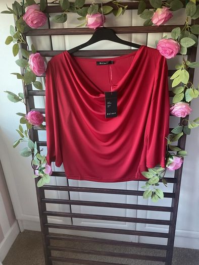 top Bnwt baloot brand size large (14) drape neckline wine/red shade