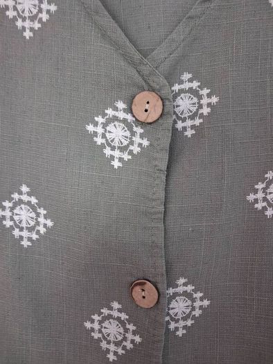 CoOrd Set - Trousers Waistcoat - Sage Green - UK 12 - Cotton Linen mix
