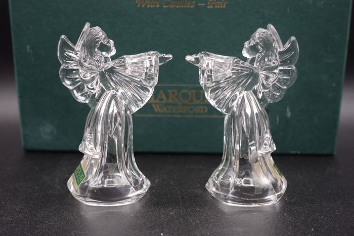 Marquis by Waterford Crystal Angel Candleholders  Pair in Original Box