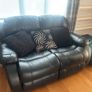 Black Leather 2 Seater Recliner Couch Very Good Condition Image 2