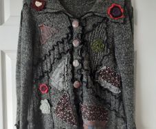TIVOLI boho quirky grey woolen cardigan UK 12 14