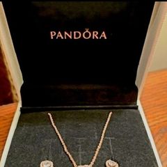 Pandora Sparkling Elevated Heart Rose Gold Earrings New
