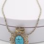 925 vintage sterling silver necklace and 800 silver turquoise pendant Image 6