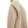 ASOS DESIGN borg collar oversized flight jacket in cream size S Image 2