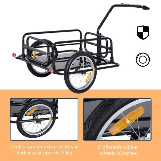 Bike Cargo Trailer Bicycle Cargo Storage Cart w/ Hitch Cycling Camping Luggage Storage Carrier Transport Steel