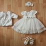 Christening baptism dress 0-3 month with headband, shoes and jacket Image 5