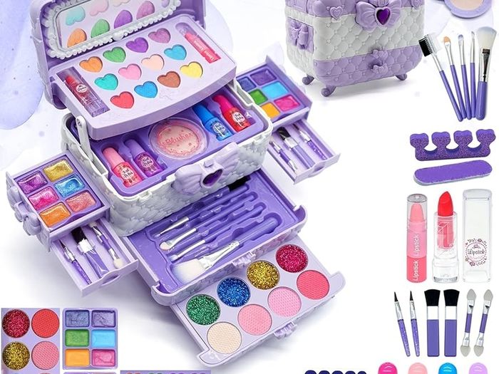 Kids Makeup Sets Girls Toys - unicorn gifts for girls Washable Make Up Starter Kit, Childrens Princess Pretend Play Games kids Toys Presents, Little Girl Birthday Gifts Set For Age 4-12 Year Old