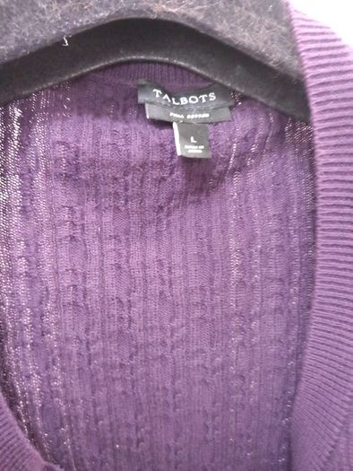 Talbots Grape Cotton Cardigan L