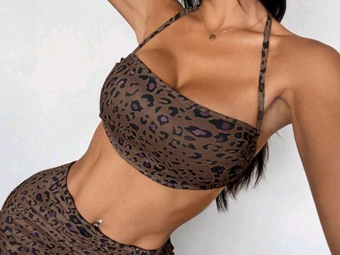 Animal print Halter Top And Skirt Set, size 10