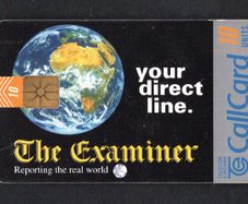 1997 Ireland 10 unit Examiner newspaper with slogan "The Examiner - your direct line" (Gemplus GEM1) Call Card Used