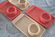 Vintage 1970s Retro Mid Century breakfast boiled egg/toast trays originals