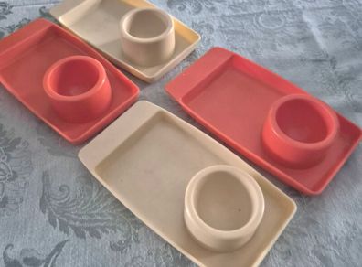 Vintage 1970s Retro Mid Century breakfast boiled egg/toast trays originals