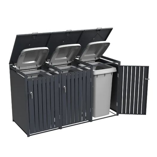 Premium Metal Wheelie Bin Shelter 3 Bay