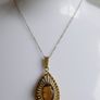 Vintage Citrine Paste Gold Plate Pendant Chain Necklace length 22" Image 2