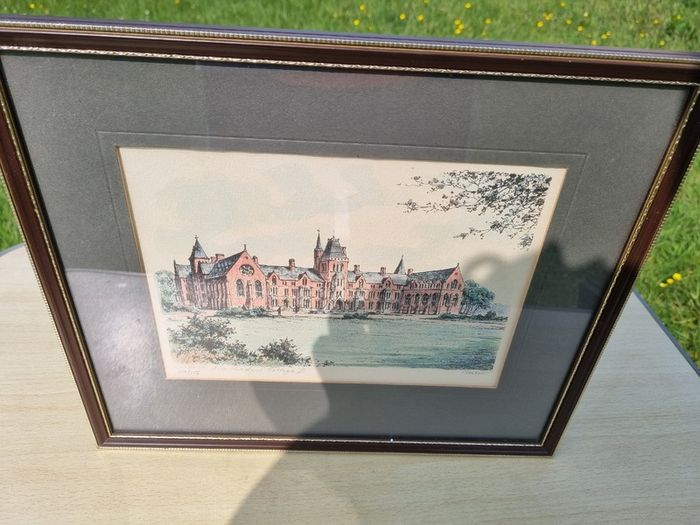 Vintage coloured etching - Belfast University College