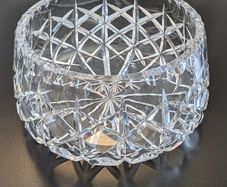 Vintage Heavy Cut Crystal Rose Bowl Diamond Star Pattern 19cm