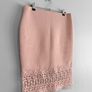 Pre Owned Primark Dusty Pink Ribbed Pencil Skirt with Crochet Lace Hem Image 2
