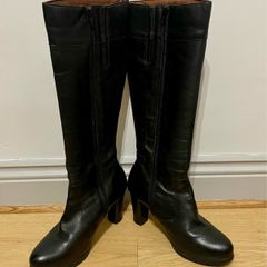 Pitillos Black Leather Knee High Boots