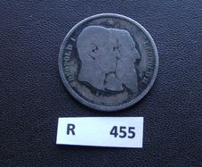 1880 Belgium. Leopold II. Silver 1 Franc