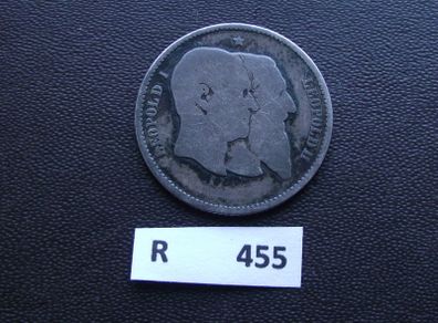 1880 Belgium. Leopold II. Silver 1 Franc