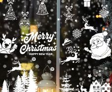 9 Sheet Christmas Window Stickers, Reusable PVC Christmas Window Decoration for Glass Snowflake Elk Santa Claus Decal Double Sided Xmas Winter Stickers Party Supplies (FREE POSTAGE)