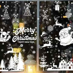 9 Sheet Christmas Window Stickers, Reusable PVC Christmas Window Decoration for Glass Snowflake Elk Santa Claus Decal Double Sided Xmas Winter Stickers Party Supplies (FREE POSTAGE)