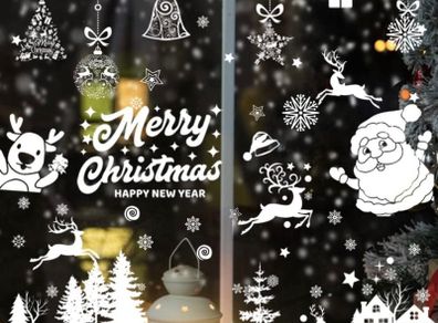 9 Sheet Christmas Window Stickers, Reusable PVC Christmas Window Decoration for Glass Snowflake Elk Santa Claus Decal Double Sided Xmas Winter Stickers Party Supplies (FREE POSTAGE)