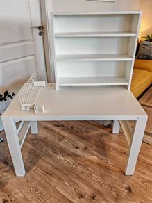 IKEA PAHL Desk with Shelf Unit + Cable Organiser - White