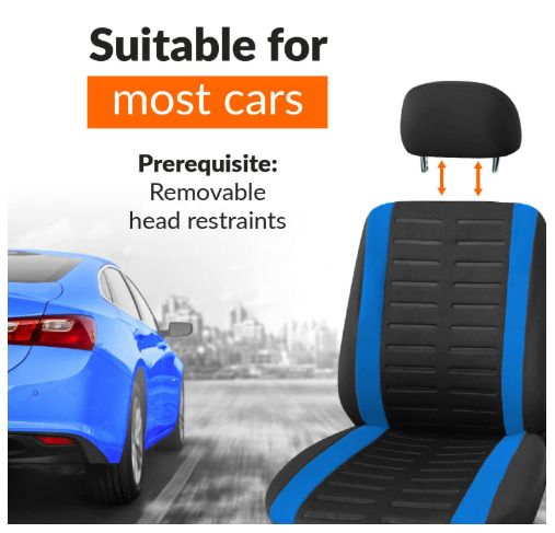 Upgrade4cars Front Seat Covers for Driver and Passenger Seats+Headrests, Universal Front Seat Covers