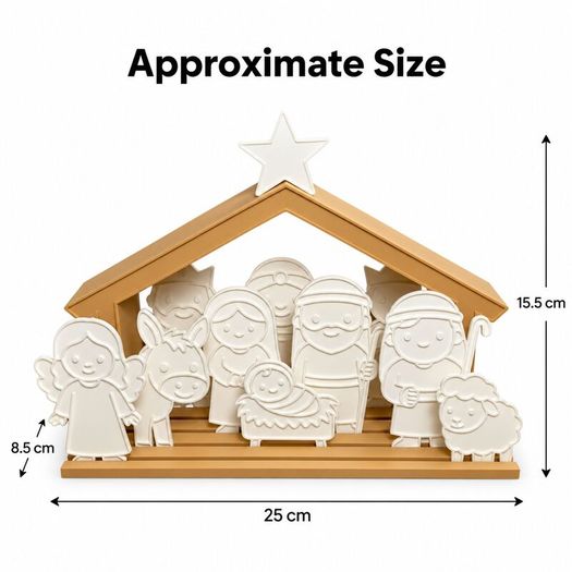 Colour Your Own Nativity Set with Stable, 10 Figures 3D