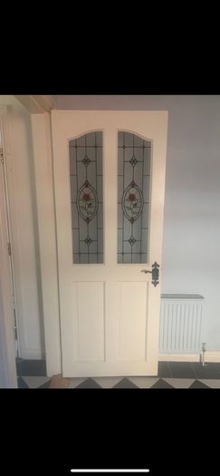 half glass door rose flower pattern.