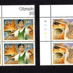 2004 Ireland Olympic Games Athens Commemorative Stamps Plate Blocks 1A1A1A1A Mint Never Hinged (MNH)