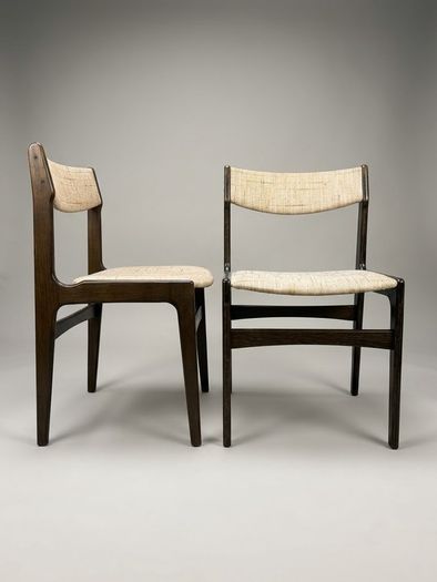 Set of 4 Mid-Century Danish Stained Oak Dining Chairs attributed to Erik Buch.