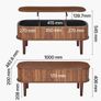 Lift Top Coffee Table, Fluted Oval Coffee Table with 3 Hidden Compartment, Mid Century Wooden Oval Center Desk with Storage Image 8