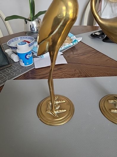 Antique stork ornaments brass