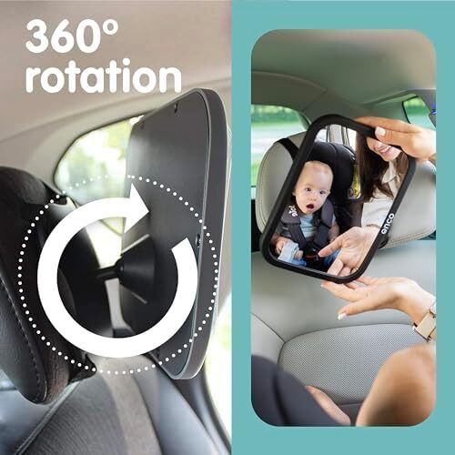 Baby Car Mirror (2 Pack) - 100% Shatterproof & Shakeproof, Award-Winning Car Mirror Baby Rear View, Non-Slip with 360 Rotation, Newborn Essentials